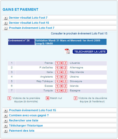 prochaine liste loto foot